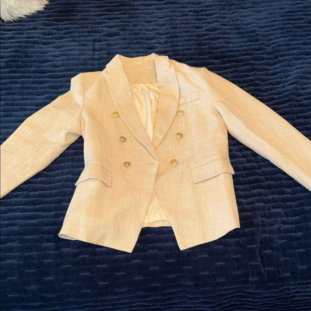 Cream Blazer with Gold Buttons